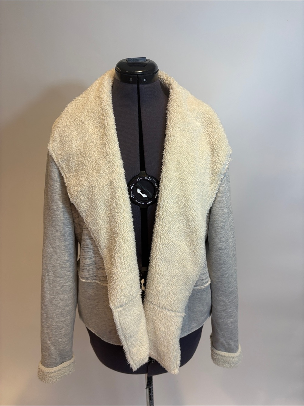 LOFT Gray Jacket with Cream Sherpa Collar